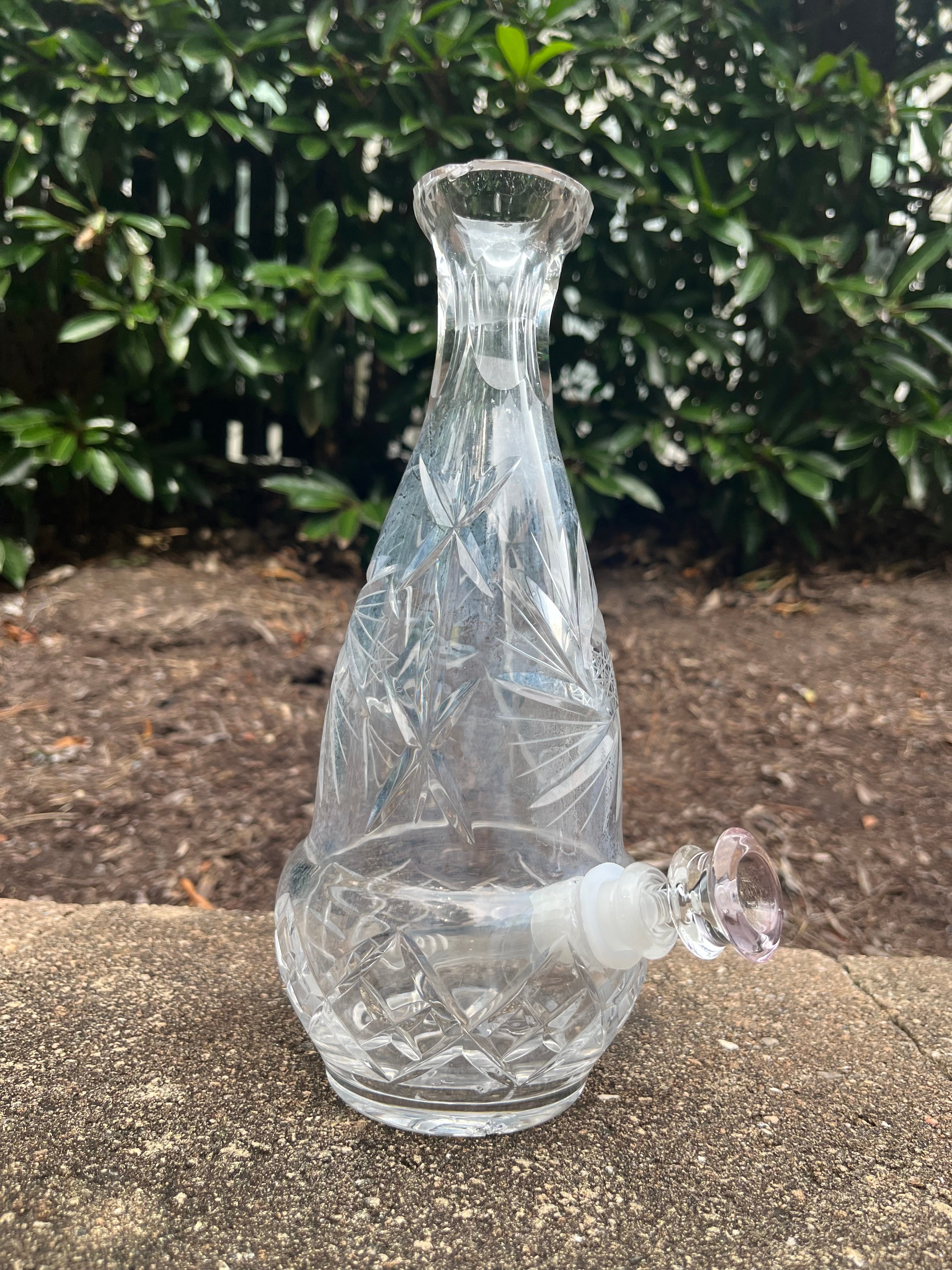 Vintage Crystal Decanter Upcycled Bong / Water Pipe