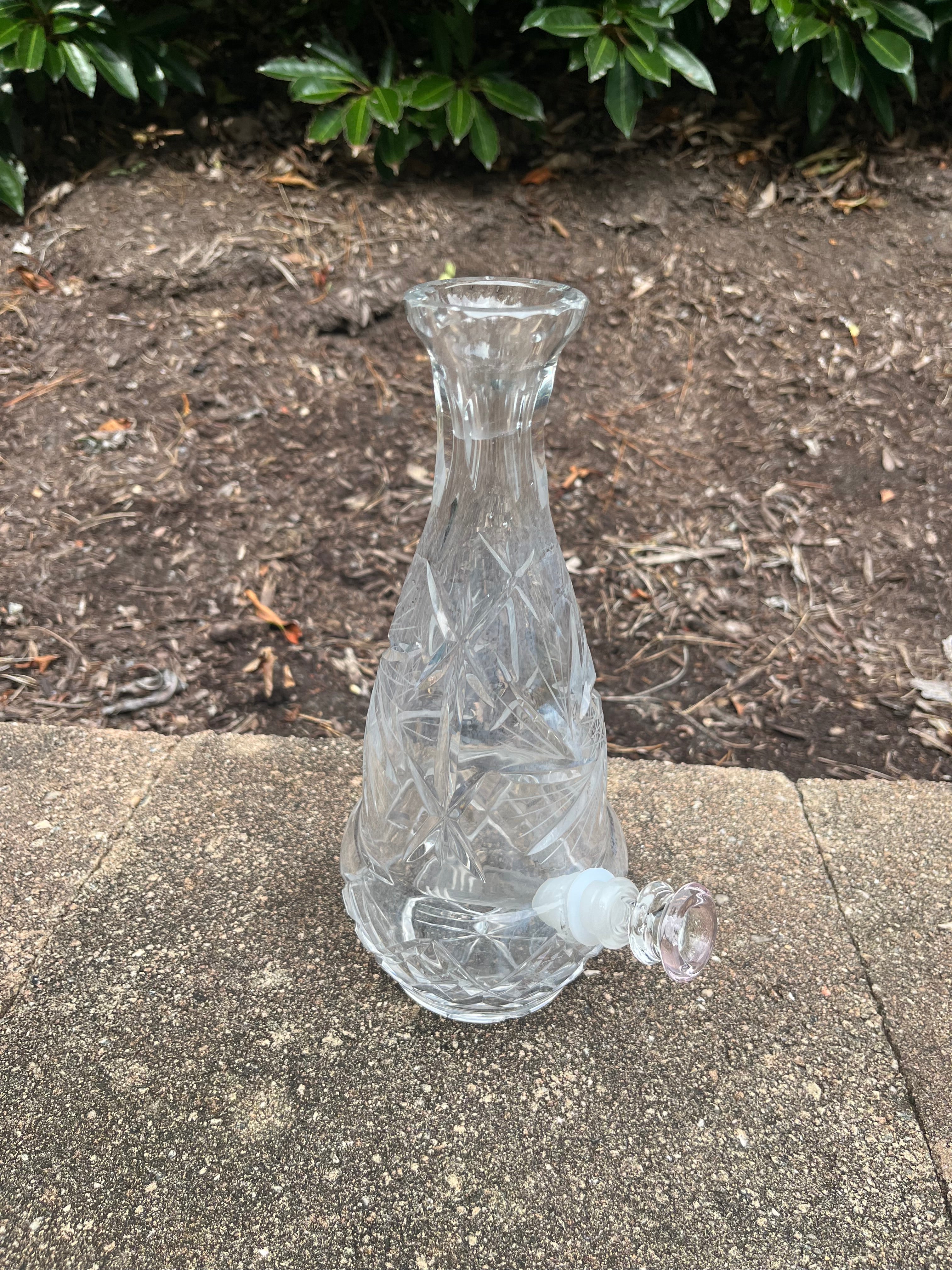 Vintage Crystal Decanter Upcycled Bong / Water Pipe