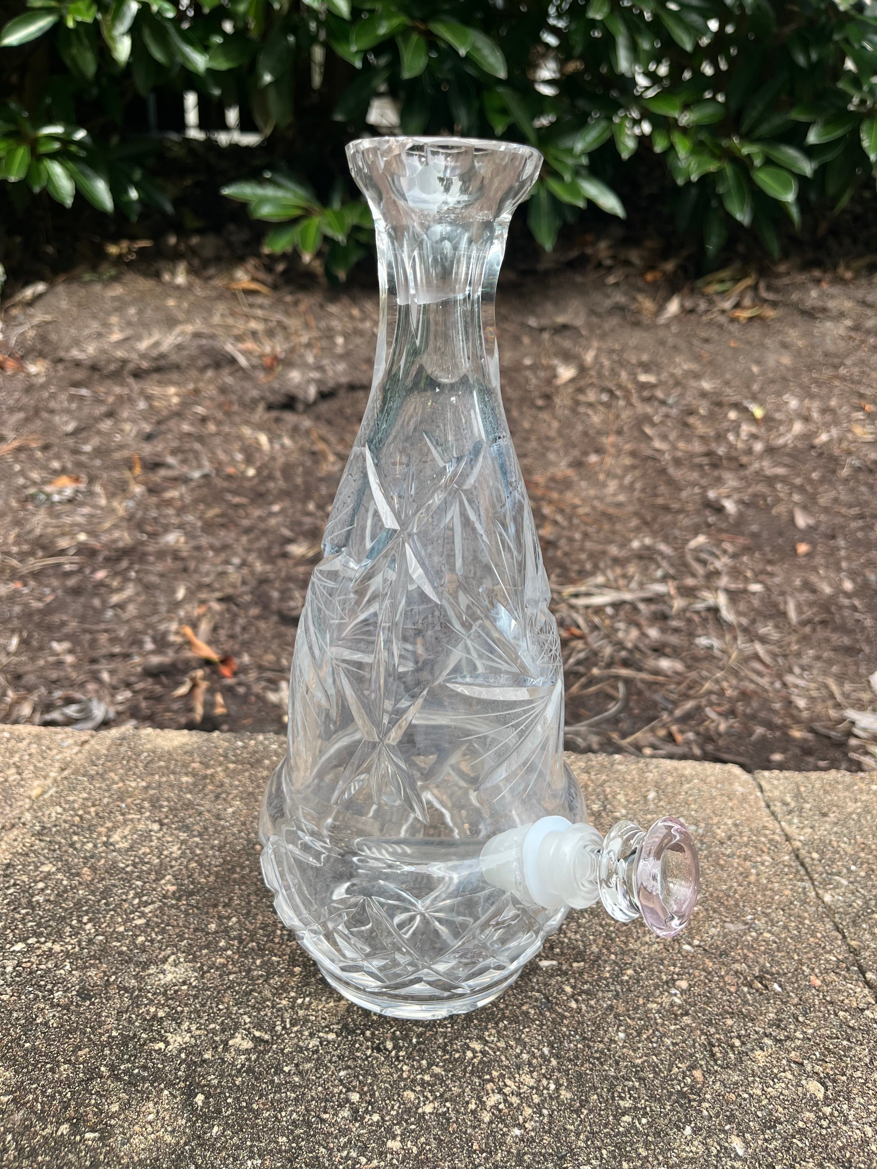 Vintage Crystal Decanter Upcycled Bong / Water Pipe