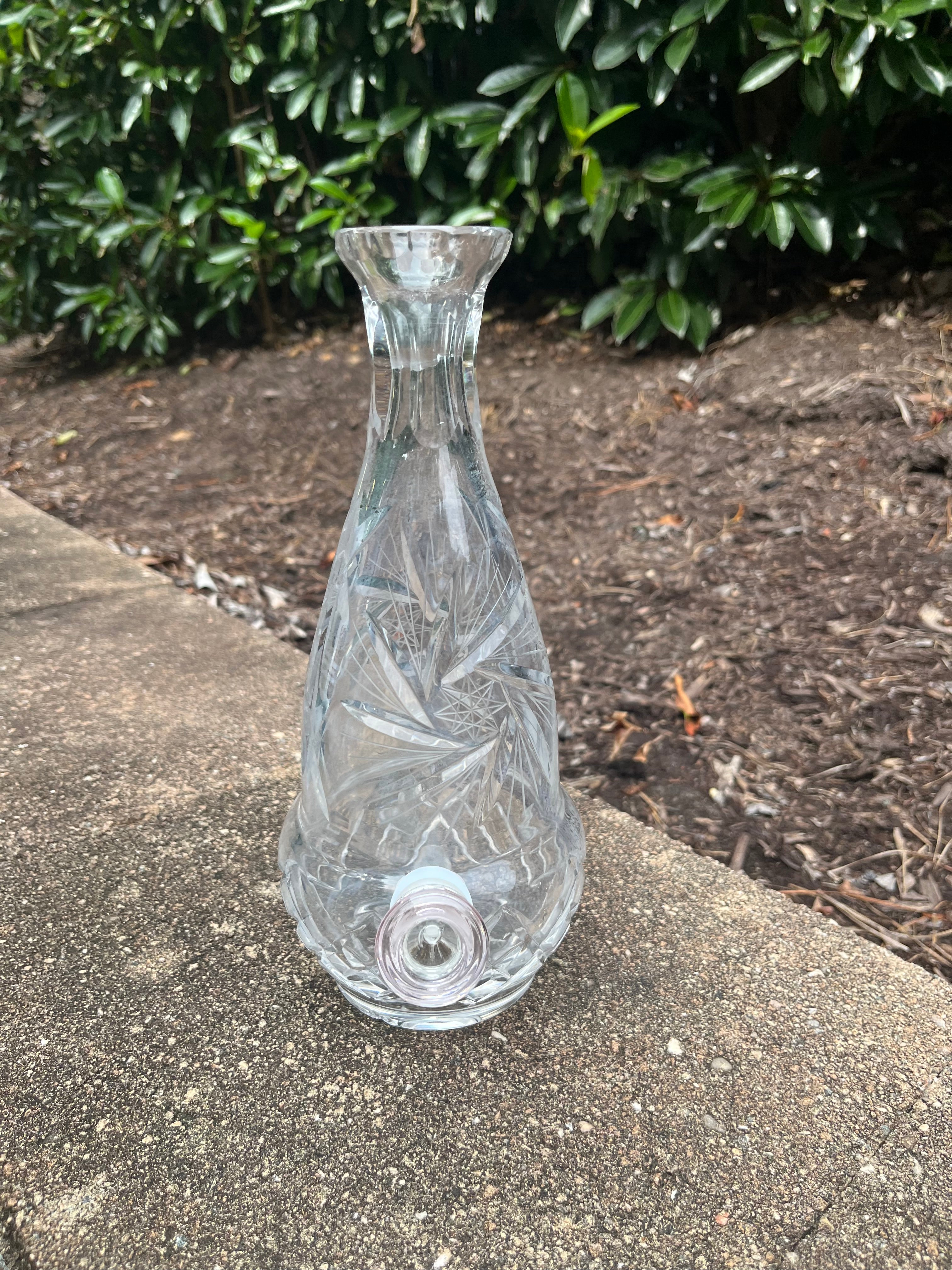 Vintage Crystal Decanter Upcycled Bong / Water Pipe