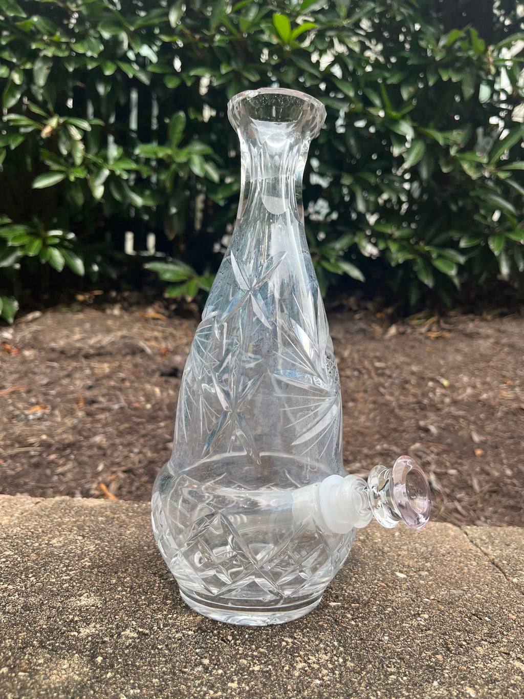 Vintage Crystal Decanter Upcycled Bong / Water Pipe